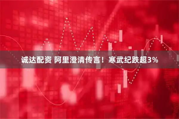 诚达配资 阿里澄清传言！寒武纪跌超3%